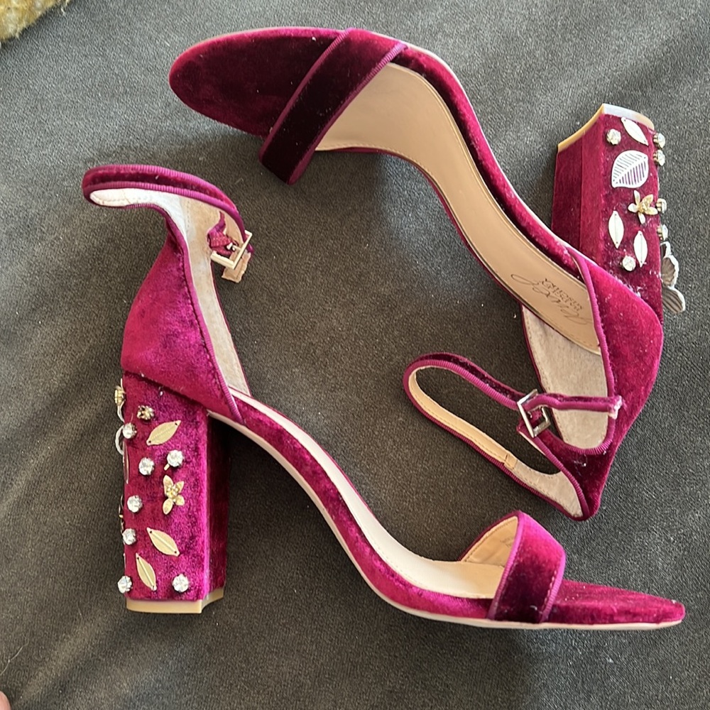 BADGLEY MISHKA jeweled velvet heels